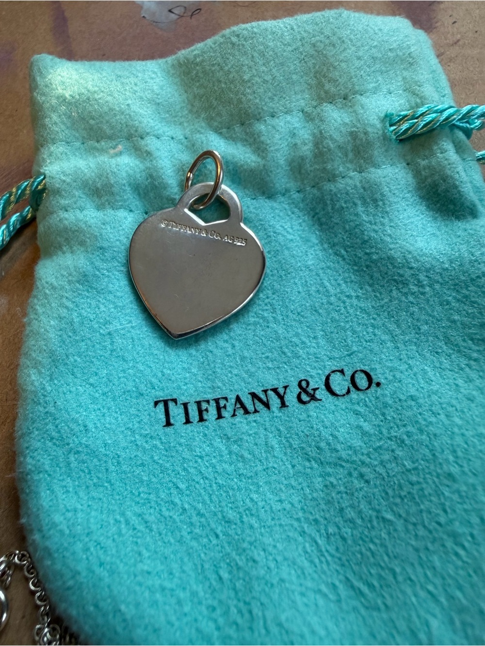 Tiffany & Co. Silver Heart Pendant with Tiffany Blue Enamel Accent - Picture 2 of 4